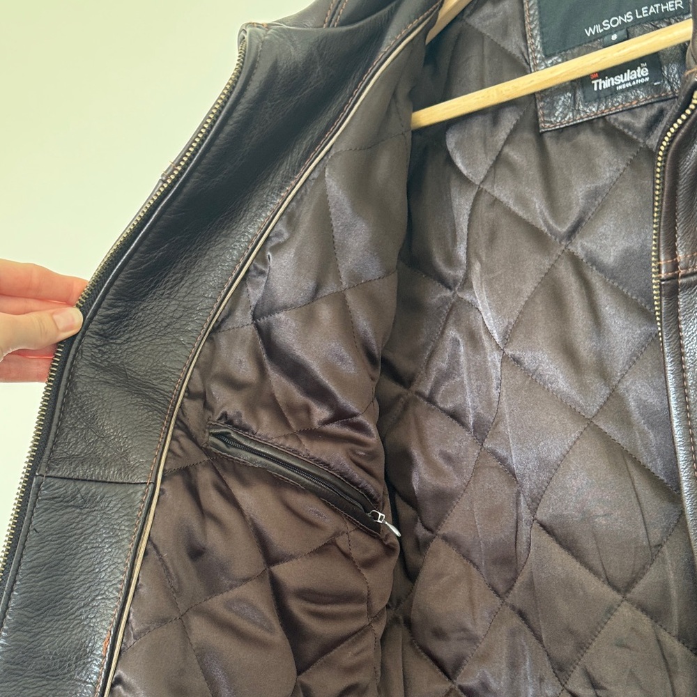 Wilsons Leather Men's Dark Brown Leather Bomber Jacket - Picture 4 of 13